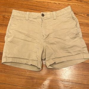 Tan khaki shorts, J. Crew, 5” inseam